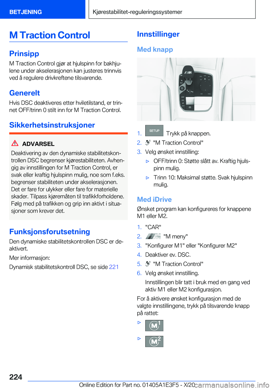BMW M4 2021  InstruksjonsbØker (in Norwegian) �M��T�r�a�c�t�i�o�n��C�o�n�t�r�o�l
�P�r�i�n�s�i�p�p
�M��T�r�a�c�t�i�o�n��C�o�n�t�r�o�l��g�j�