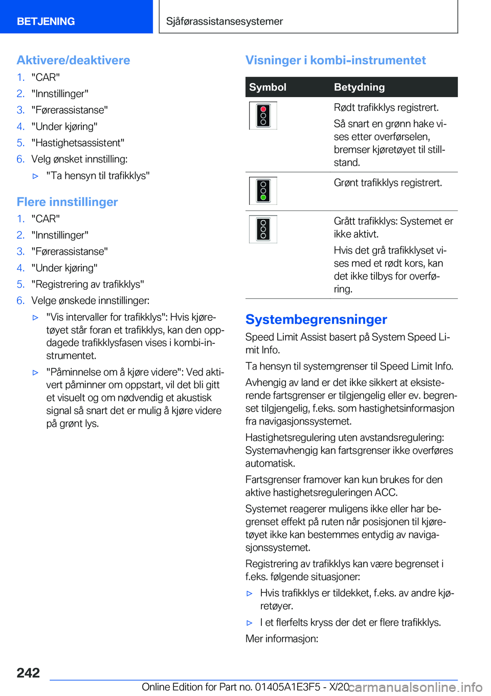 BMW M4 2021  InstruksjonsbØker (in Norwegian) �A�k�t�i�v�e�r�e�/�d�e�a�k�t�i�v�e�r�e�1�.��C�A�R��2�.��I�n�n�s�t�i�l�l�i�n�g�e�r��3�.��F�