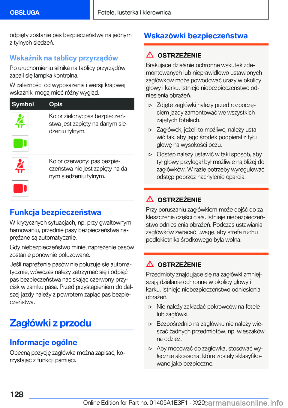 BMW M4 2021  Instrukcja obsługi (in Polish) �o�d�p�i�