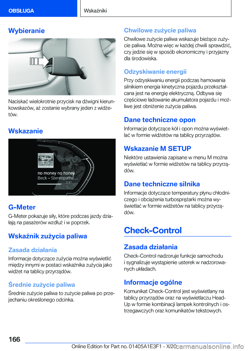 BMW M4 2021  Instrukcja obsługi (in Polish) �W�y�b�i�e�r�a�n�i�e
�N�a�c�i�s�k�a�