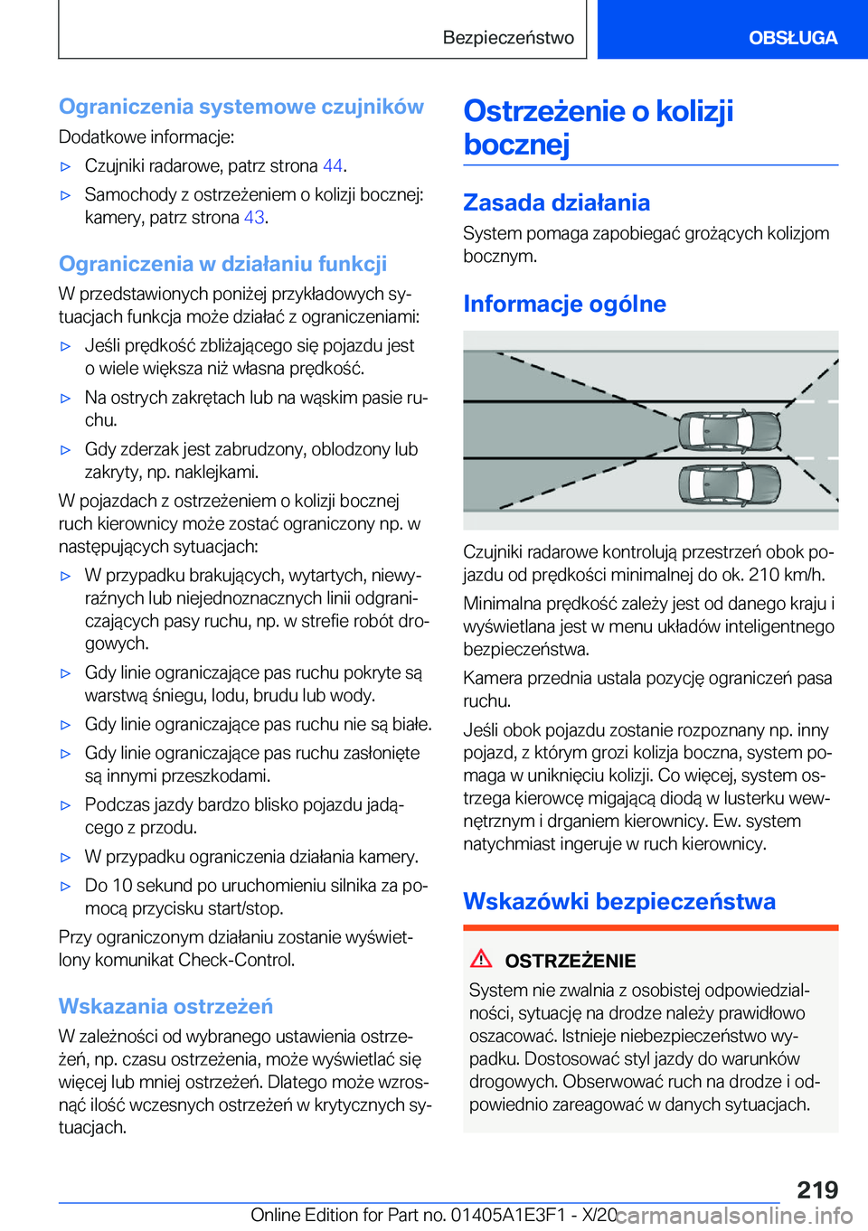 BMW M4 2021  Instrukcja obsługi (in Polish) �O�g�r�a�n�i�c�z�e�n�i�a��s�y�s�t�e�m�o�w�e��c�z�u�j�n�i�k�