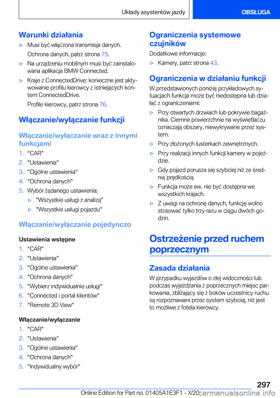 BMW M4 2021  Instrukcja obsługi (in Polish) �W�a�r�u�n�k�i��d�z�i�a�ł�a�n�i�a'x�M�u�s�i��b�y�