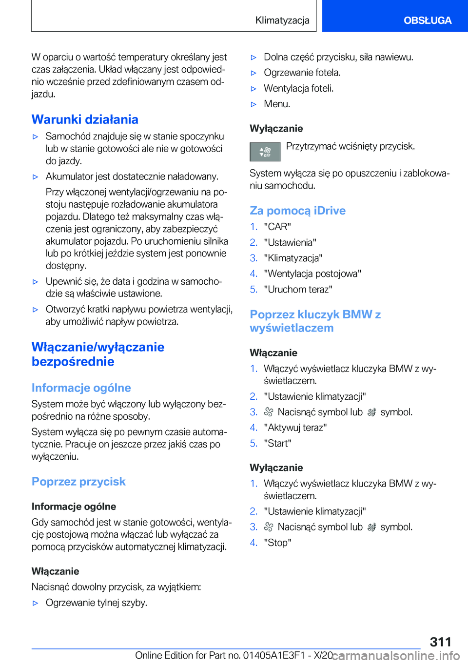 BMW M4 2021  Instrukcja obsługi (in Polish) �W��o�p�a�r�c�i�u��o��w�a�r�t�o�