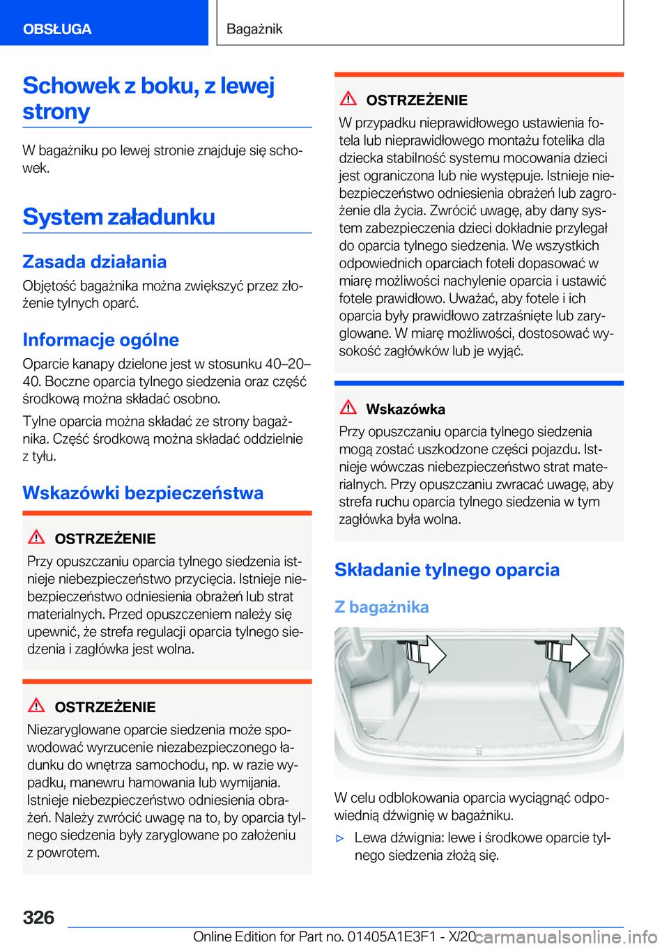 BMW M4 2021  Instrukcja obsługi (in Polish) �S�c�h�o�w�e�k��z��b�o�k�u�,��z��l�e�w�e�j�s�t�r�o�n�y
�W��b�a�g�a9�n�i�k�u��p�o��l�e�w�e�j��s�t�r�o�n�i�e��z�n�a�j�d�u�j�e��s�i�