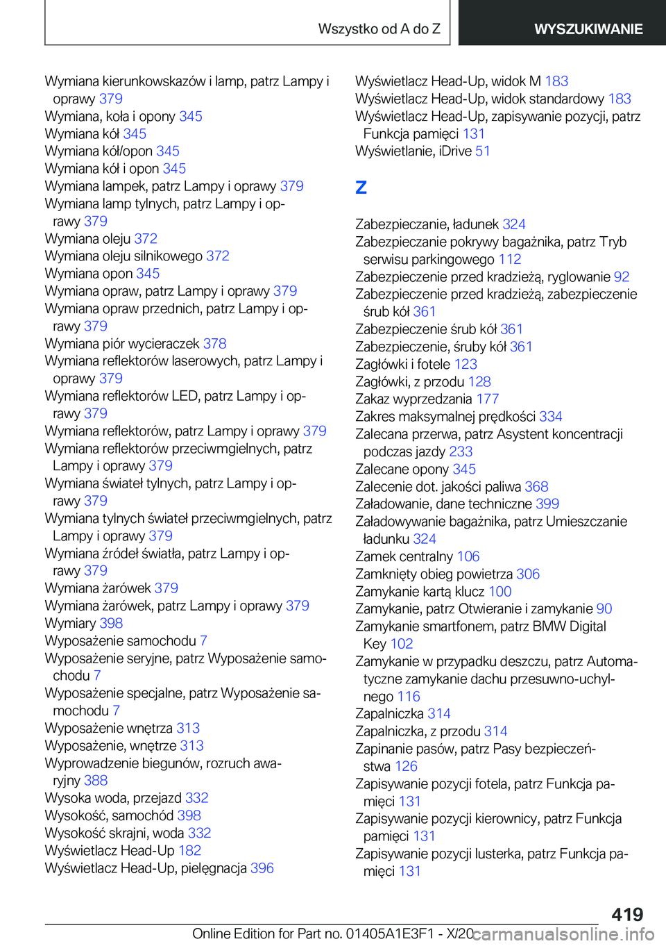 BMW M4 2021  Instrukcja obsługi (in Polish) �W�y�m�i�a�n�a��k�i�e�r�u�n�k�o�w�s�k�a�z�