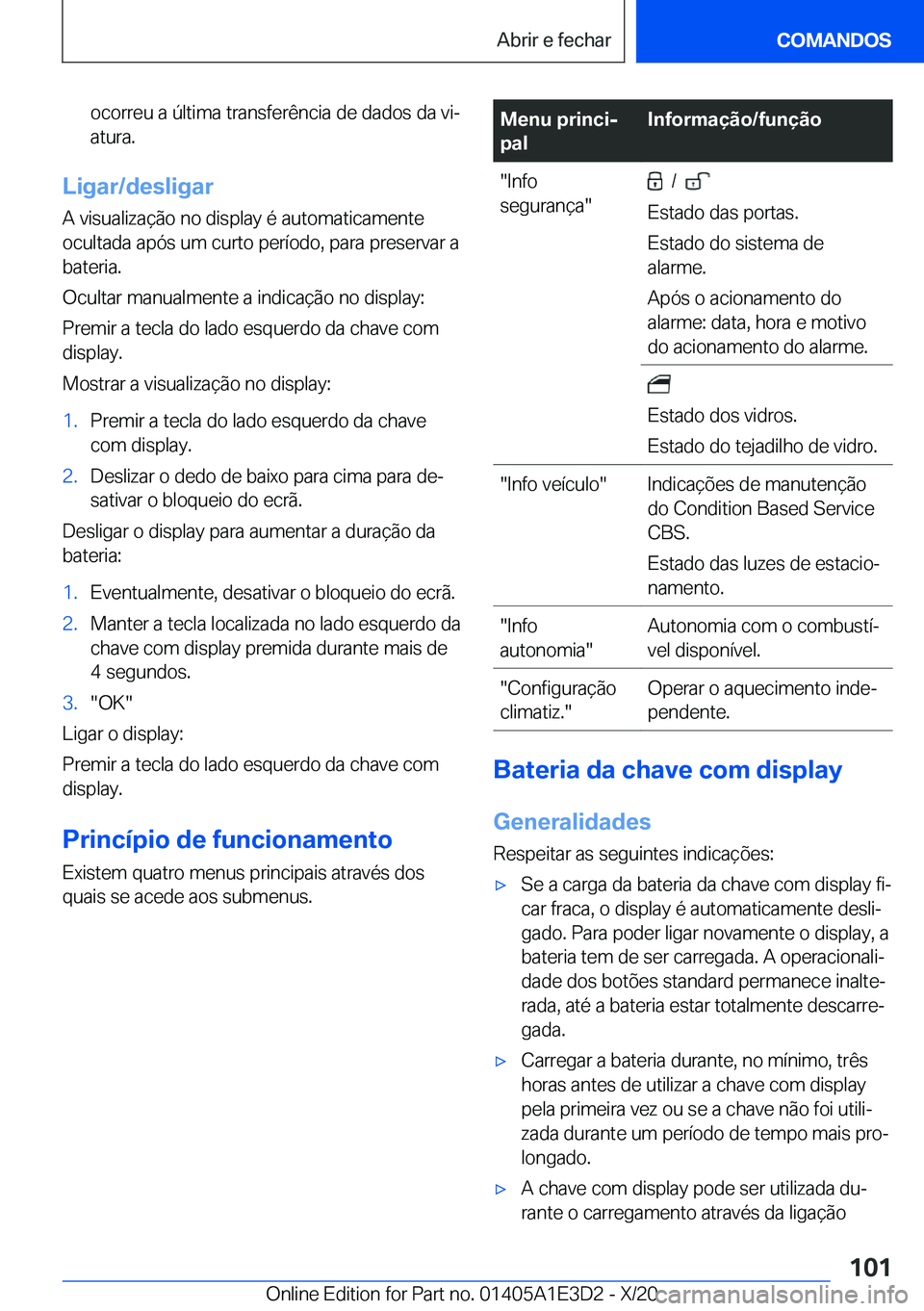 BMW M4 2021  Manual do condutor (in Portuguese) �o�c�o�r�r�e�u��a��