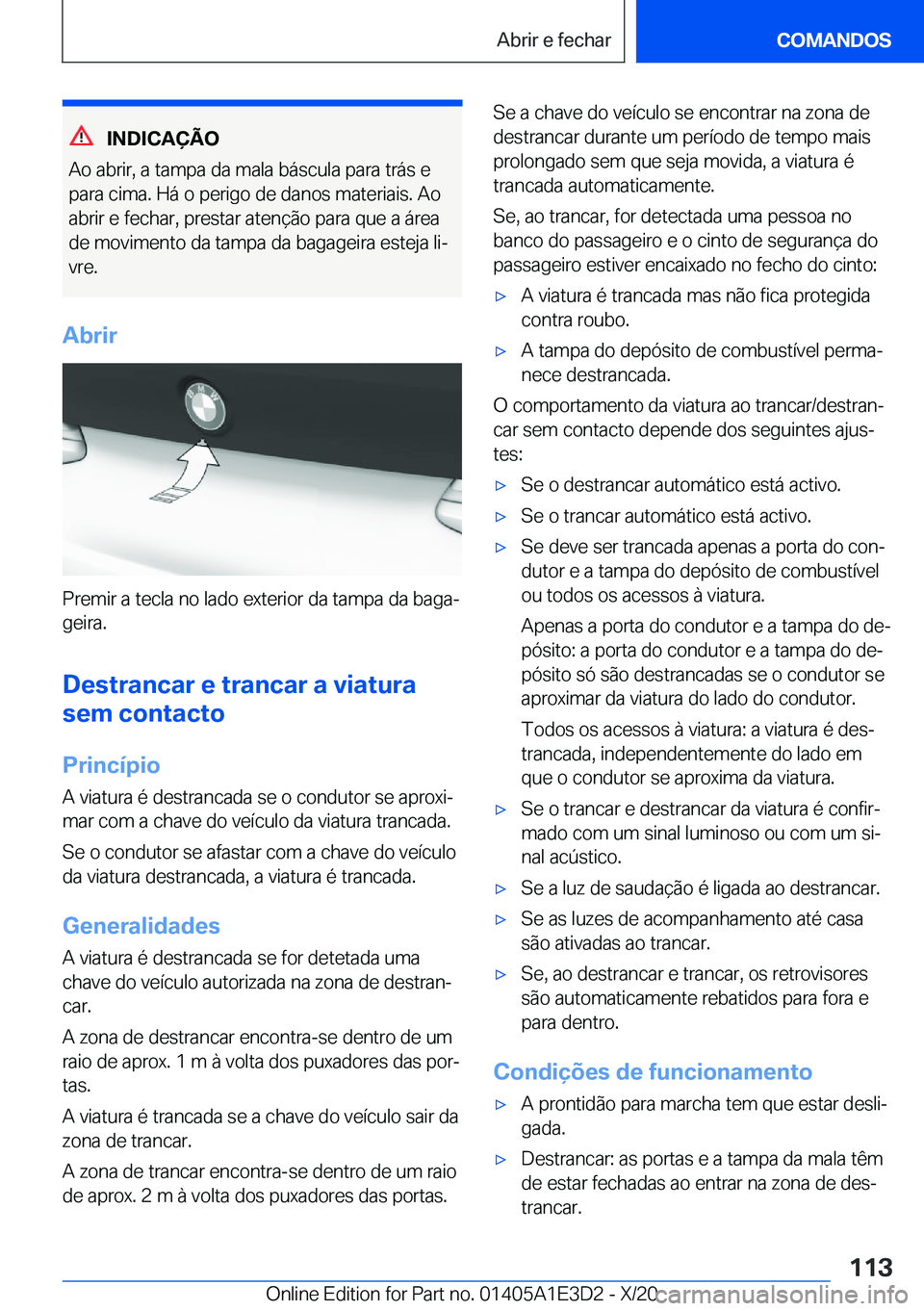 BMW M4 2021  Manual do condutor (in Portuguese) �I�N�D�I�C�A�
