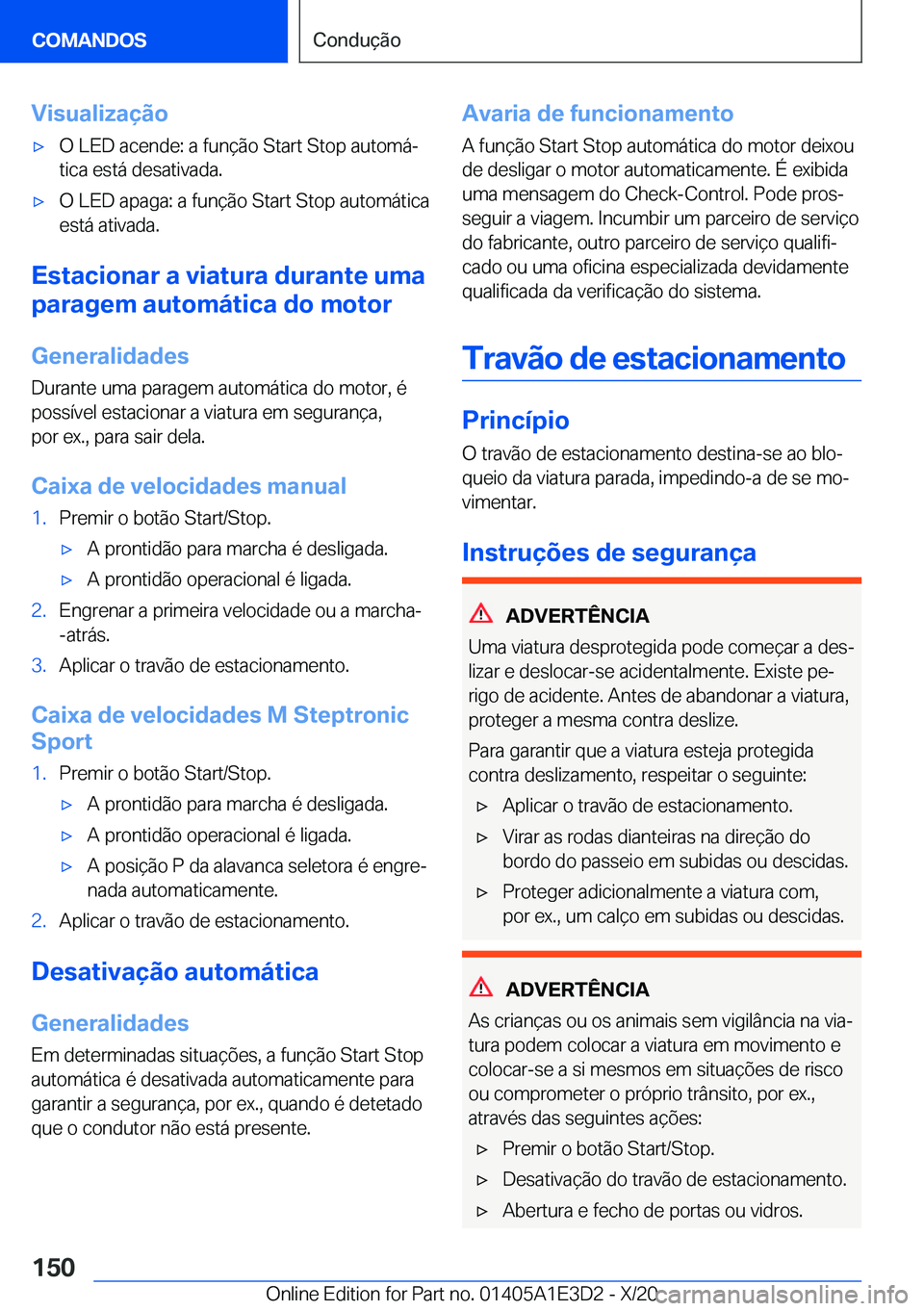 BMW M4 2021  Manual do condutor (in Portuguese) �V�i�s�u�a�l�i�z�a�