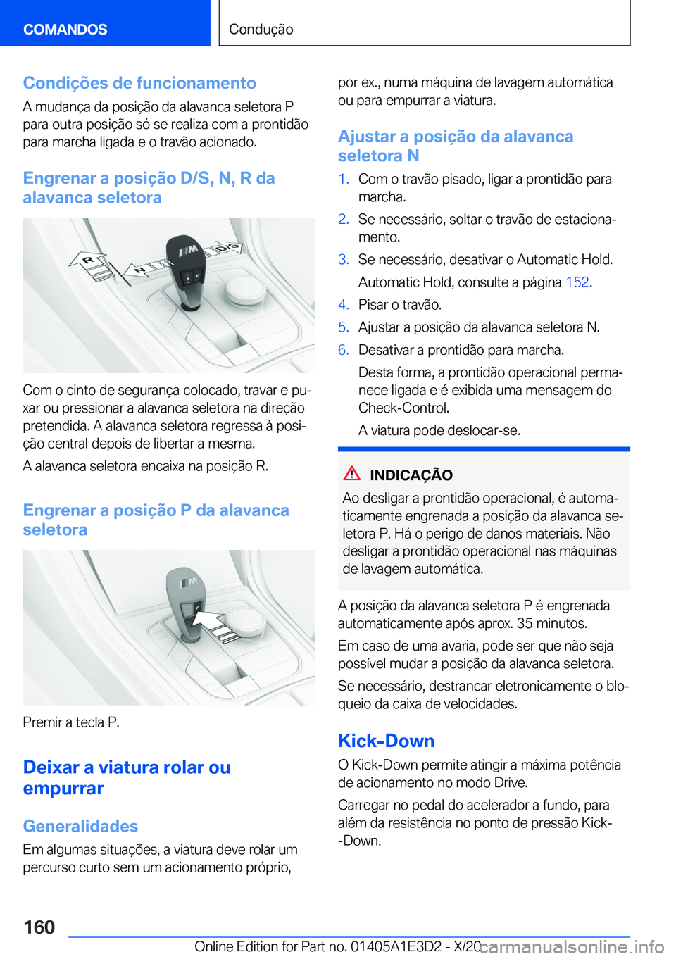 BMW M4 2021  Manual do condutor (in Portuguese) �C�o�n�d�i�