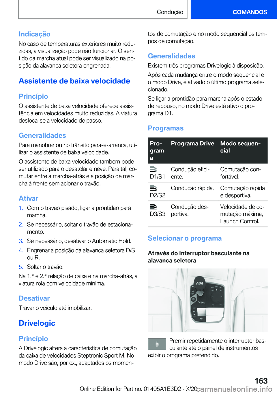 BMW M4 2021  Manual do condutor (in Portuguese) �I�n�d�i�c�a�
