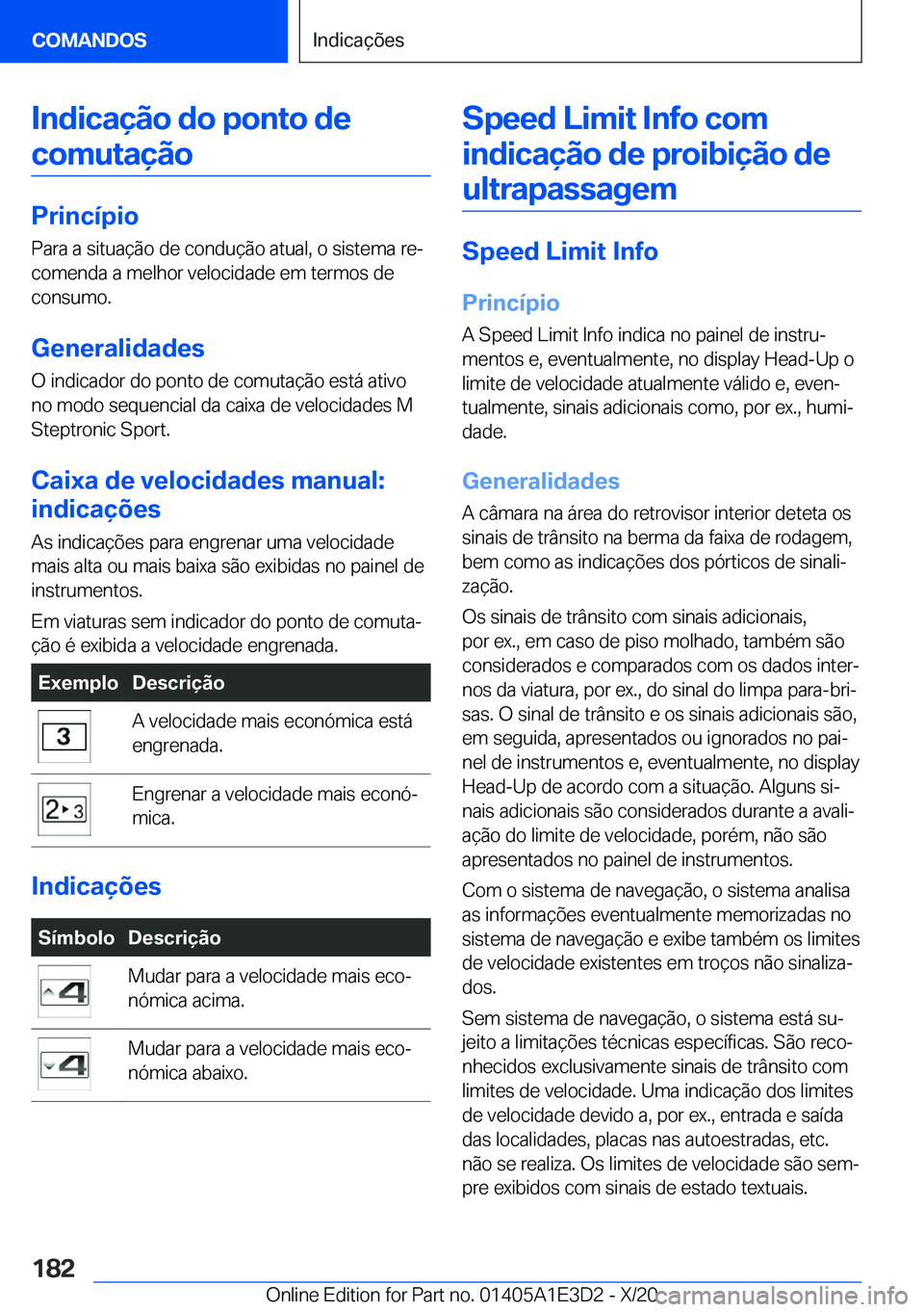 BMW M4 2021  Manual do condutor (in Portuguese) �I�n�d�i�c�a�