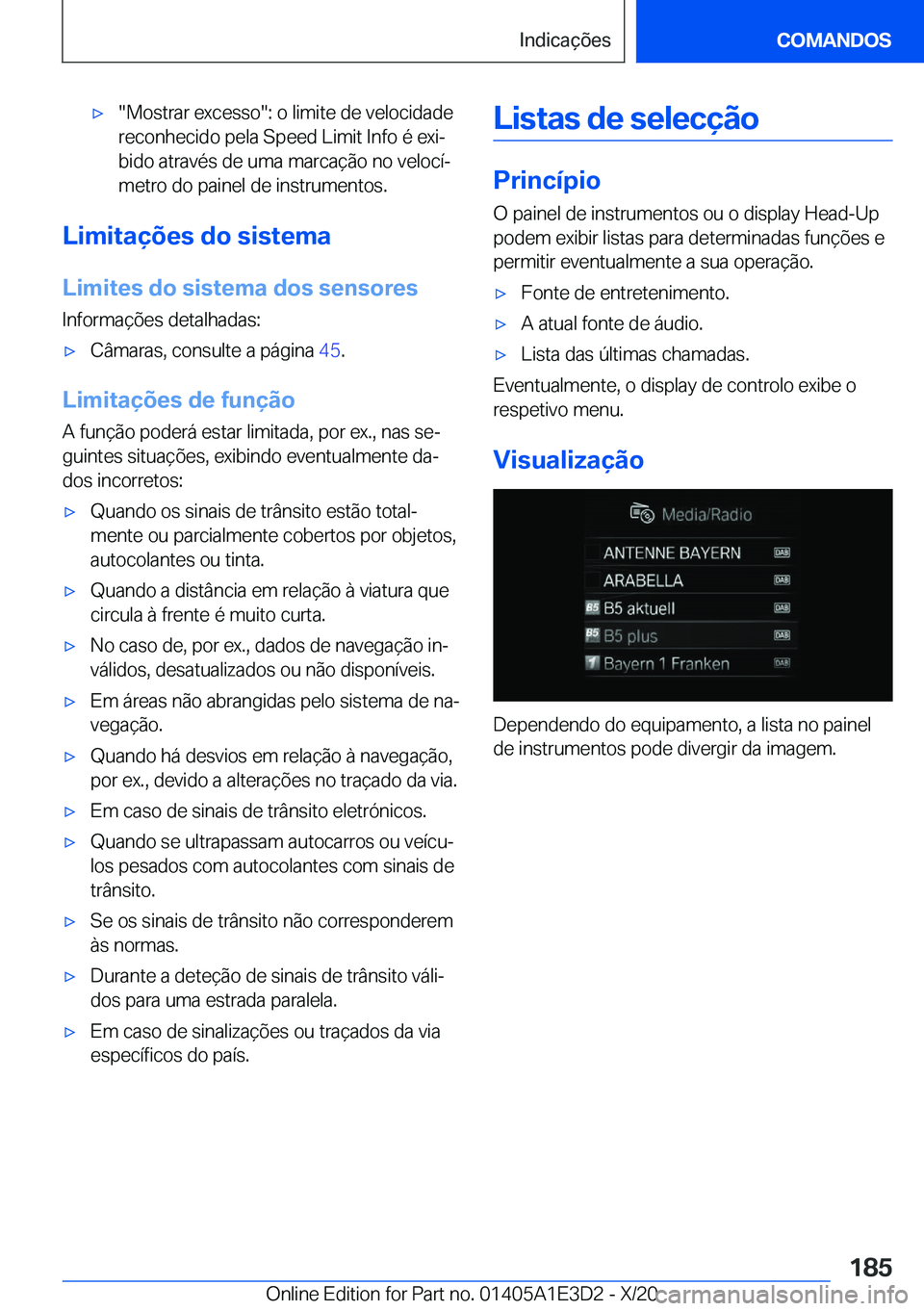 BMW M4 2021  Manual do condutor (in Portuguese) 'x��M�o�s�t�r�a�r��e�x�c�e�s�s�o��:��o��l�i�m�i�t�e��d�e��v�e�l�o�c�i�d�a�d�e�r�e�c�o�n�h�e�c�i�d�o��p�e�l�a��S�p�e�e�d��L�i�m�i�t��I�n�f�o��é��e�x�iª�b�i�d�o��a�t�r�a�v�é�s��d�
