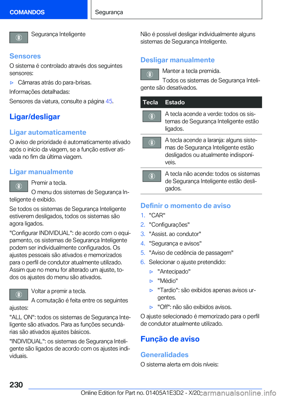 BMW M4 2021  Manual do condutor (in Portuguese) �S�e�g�u�r�a�n�