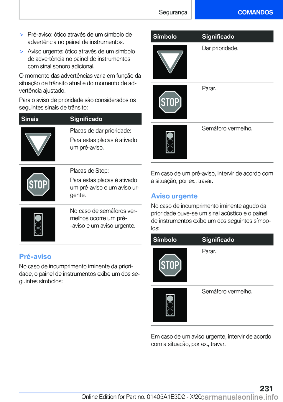 BMW M4 2021  Manual do condutor (in Portuguese) 'x�P�r�é�-�a�v�i�s�o�:��ó�t�i�c�o��a�t�r�a�v�é�s��d�e��u�m��s�