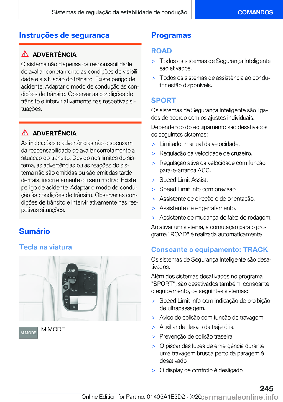 BMW M4 2021  Manual do condutor (in Portuguese) �I�n�s�t�r�u�