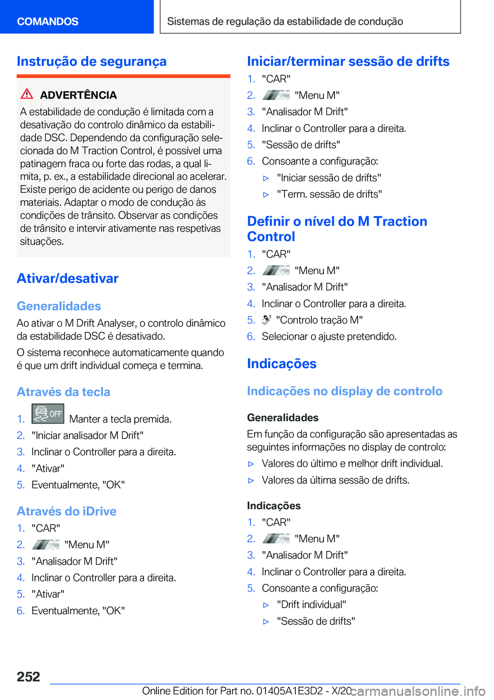 BMW M4 2021  Manual do condutor (in Portuguese) �I�n�s�t�r�u�