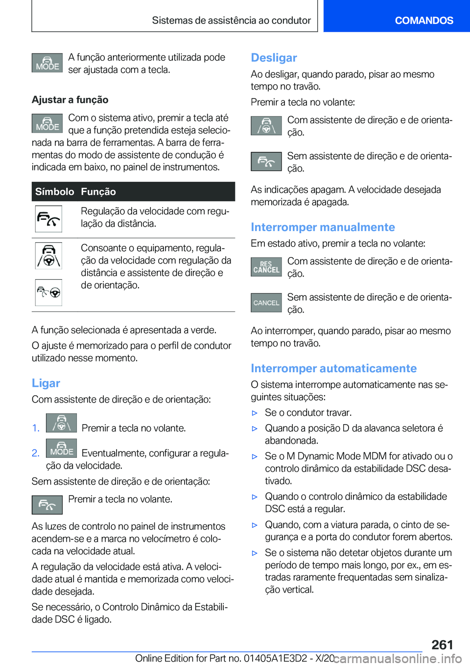 BMW M4 2021  Manual do condutor (in Portuguese) �A��f�u�n�