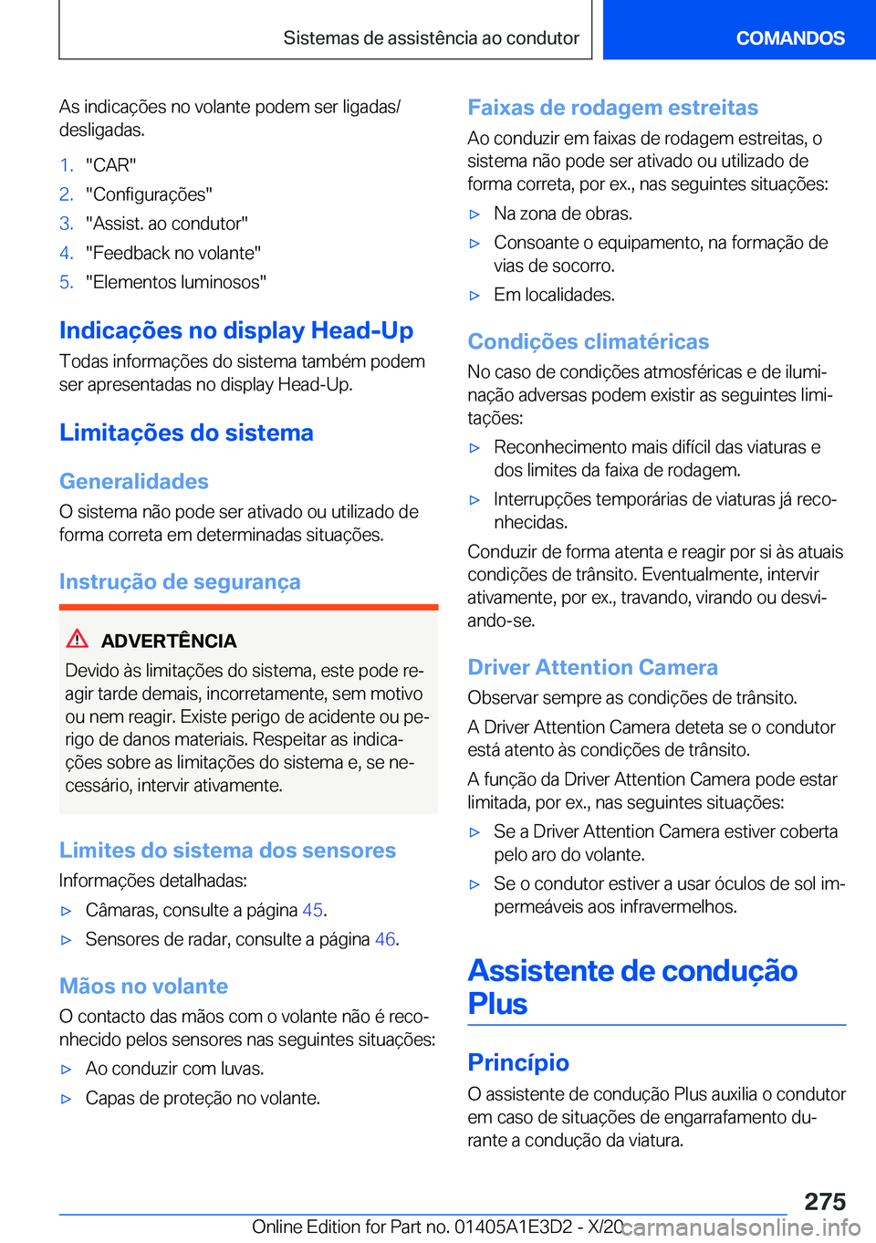 BMW M4 2021  Manual do condutor (in Portuguese) �A�s��i�n�d�i�c�a�