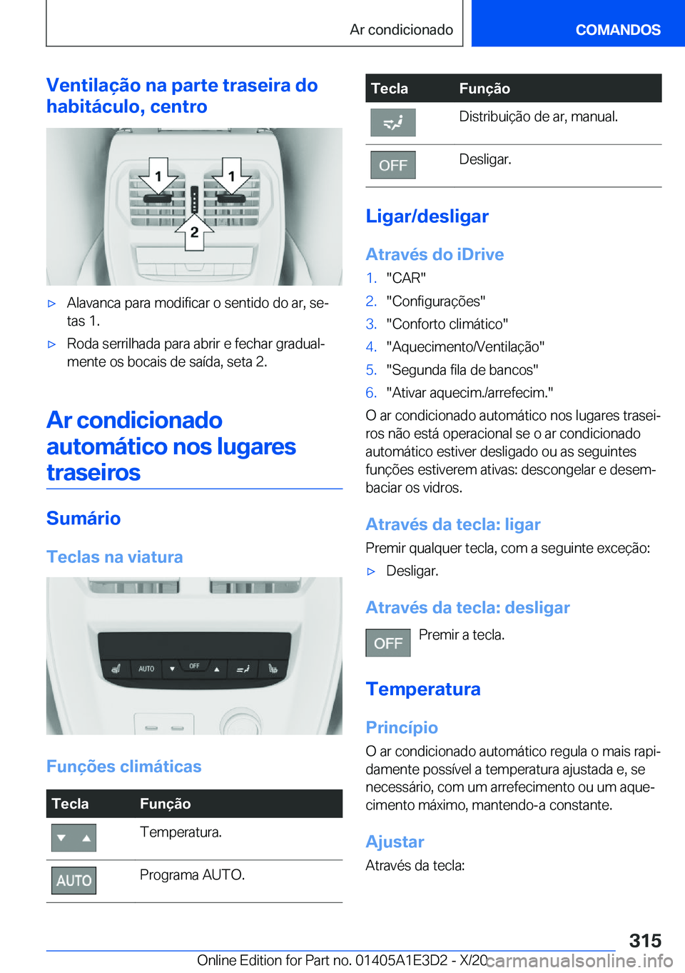 BMW M4 2021  Manual do condutor (in Portuguese) �V�e�n�t�i�l�a�
