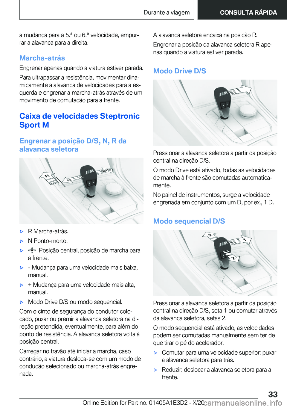 BMW M4 2021  Manual do condutor (in Portuguese) �a��m�u�d�a�n�