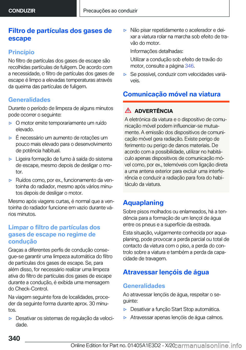 BMW M4 2021  Manual do condutor (in Portuguese) �F�i�l�t�r�o��d�e��p�a�r�t�