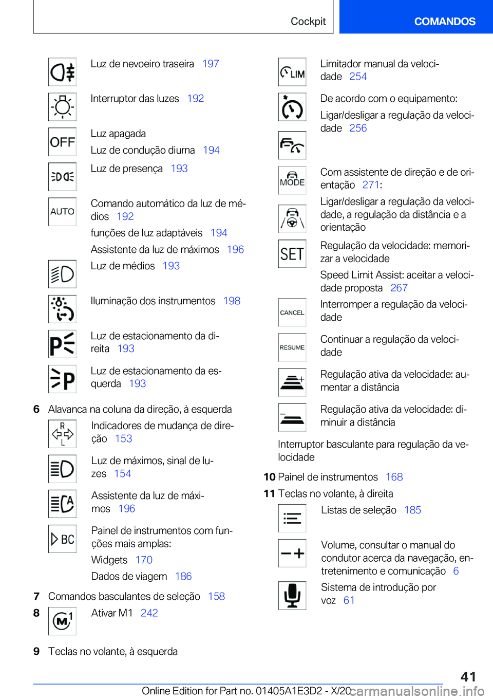BMW M4 2021  Manual do condutor (in Portuguese) �L�u�z��d�e��n�e�v�o�e�i�r�o��t�r�a�s�e�i�r�a\_�1�9�7�I�n�t�e�r�r�u�p�t�o�r��d�a�s��l�u�z�e�s\_�1�9�2�L�u�z��a�p�a�g�a�d�a
�L�u�z��d�e��c�o�n�d�u�
