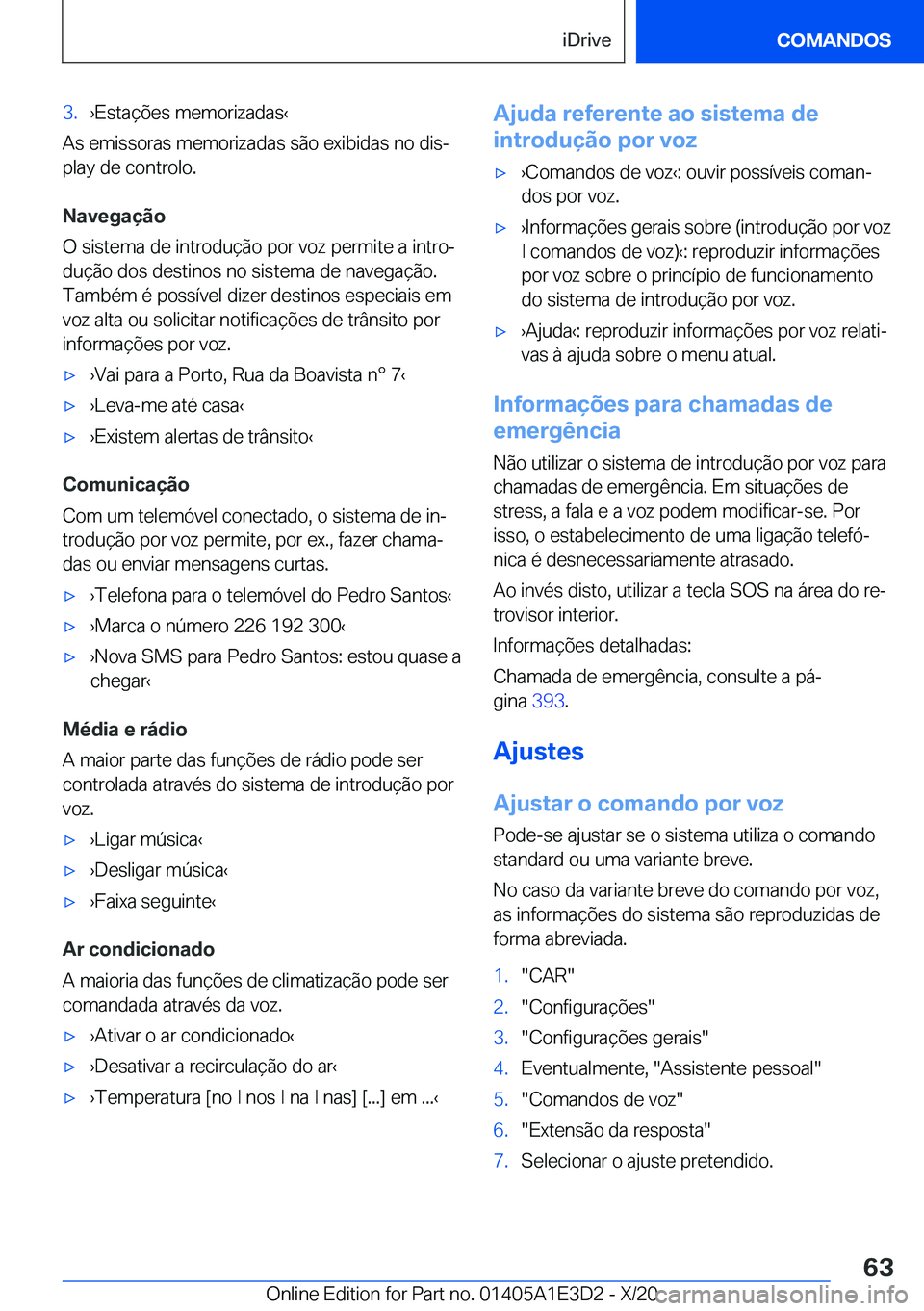 BMW M4 2021  Manual do condutor (in Portuguese) �3�.