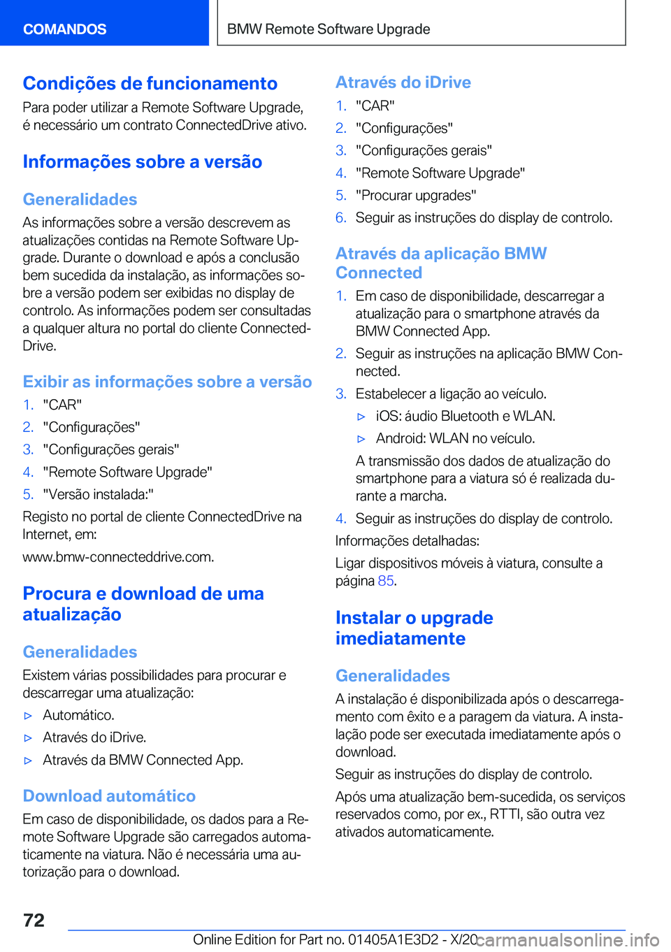 BMW M4 2021  Manual do condutor (in Portuguese) �C�o�n�d�i�