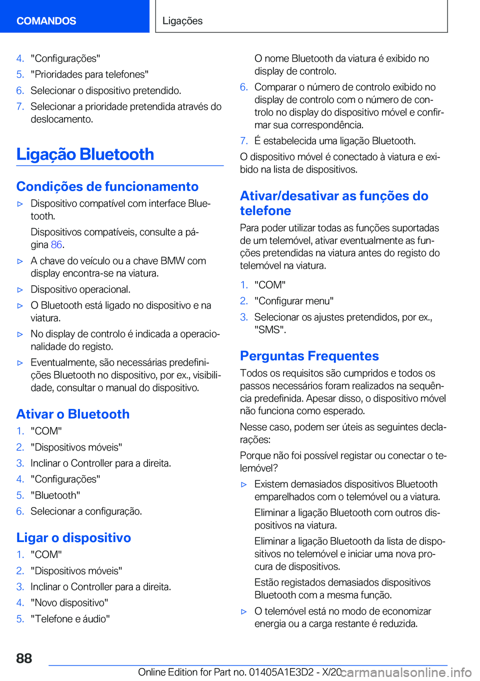 BMW M4 2021  Manual do condutor (in Portuguese) �4�.��C�o�n�f�i�g�u�r�a�