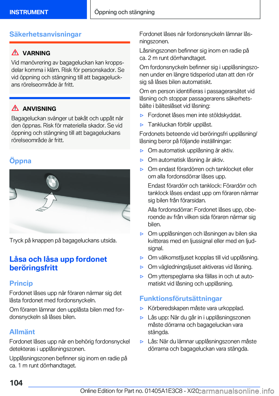 BMW M4 2021  InstruktionsbÖcker (in Swedish) �S�ä�k�e�r�h�e�t�s�a�n�v�i�s�n�i�n�g�a�r
�V�A�R�N�I�N�G
�V�i�d��m�a�n�