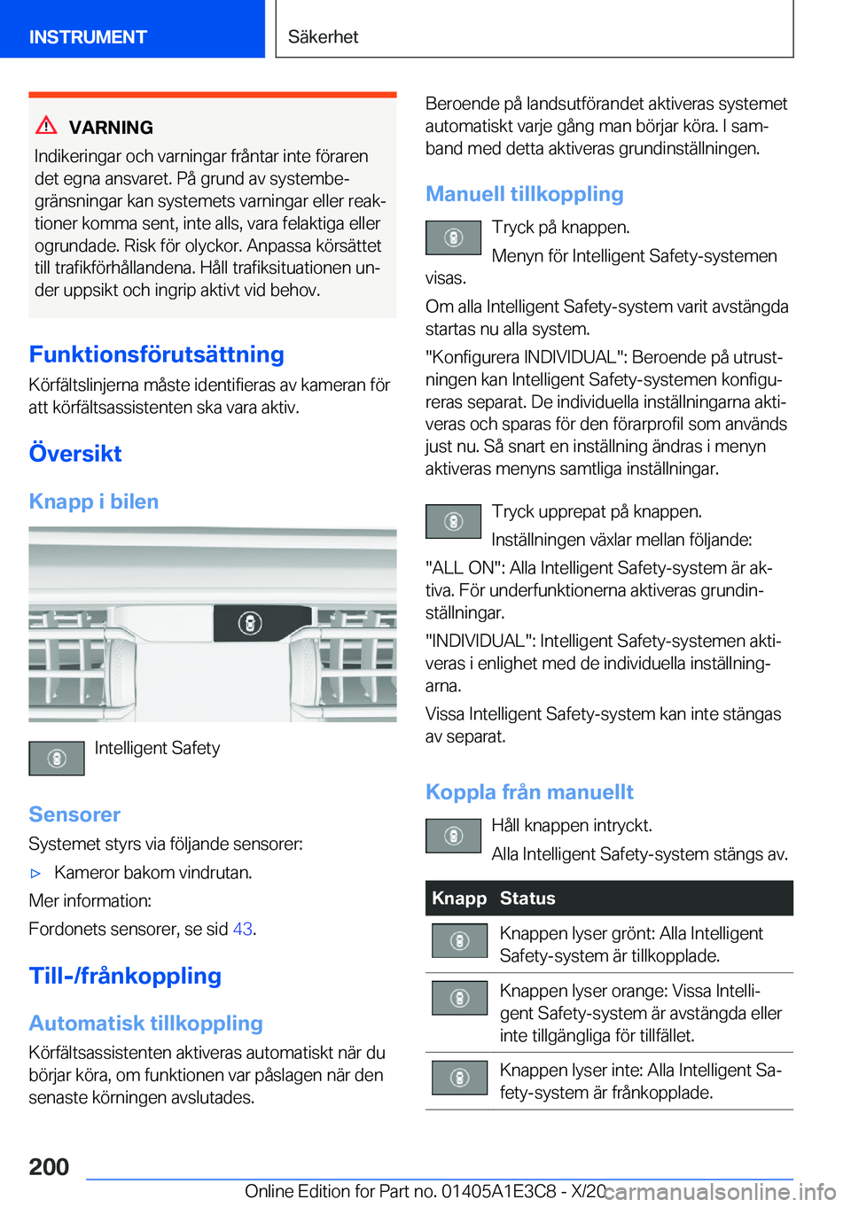 BMW M4 2021  InstruktionsbÖcker (in Swedish) �V�A�R�N�I�N�G
�I�n�d�i�k�e�r�i�n�g�a�r��o�c�h��v�a�r�n�i�n�g�a�r��f�r�å�n�t�a�r��i�n�t�e��f�