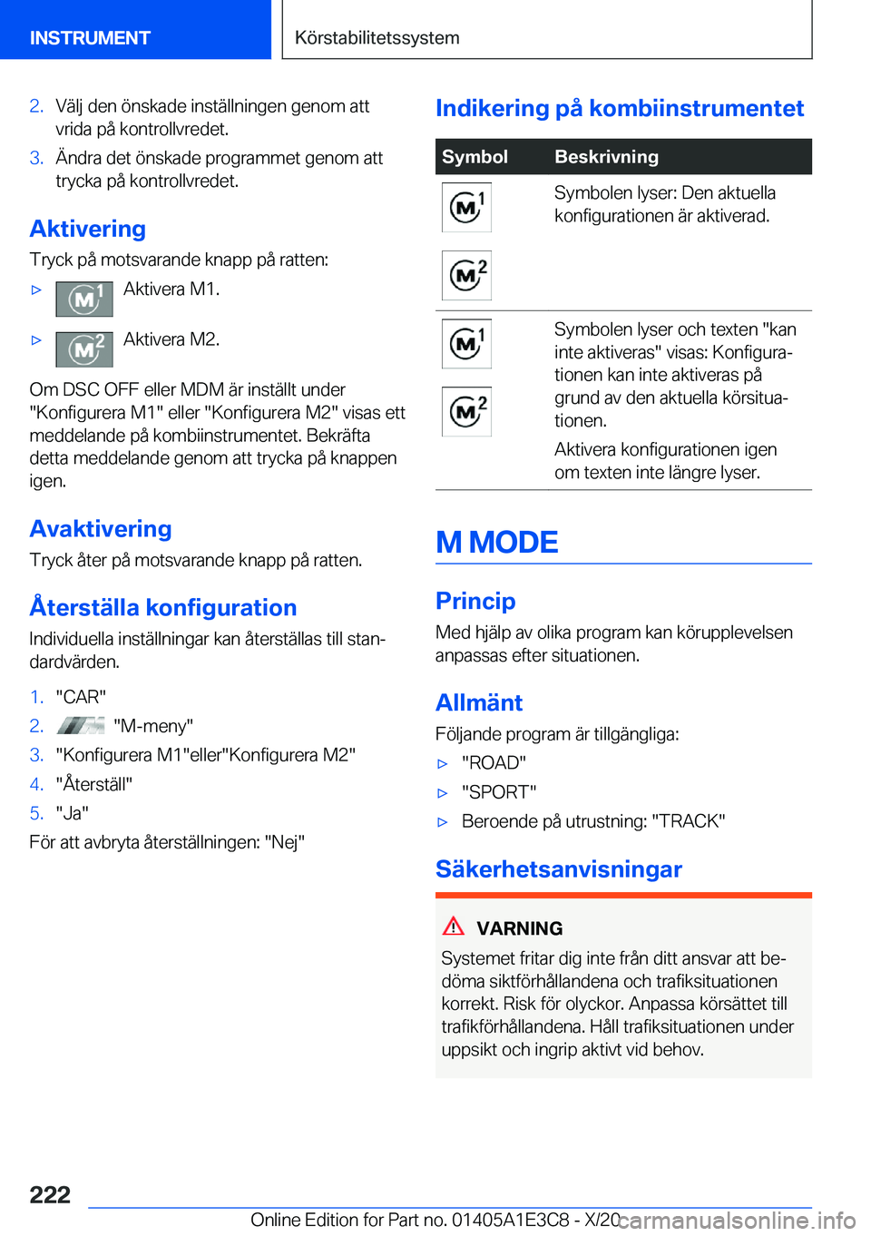 BMW M4 2021  InstruktionsbÖcker (in Swedish) �2�.�V�ä�l�j��d�e�n��