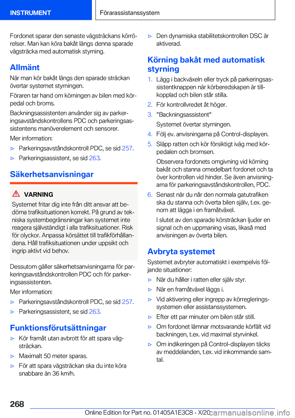 BMW M4 2021  InstruktionsbÖcker (in Swedish) �F�o�r�d�o�n�e�t��s�p�a�r�a�r��d�e�n��s�e�n�a�s�t�e��v�ä�g�s�t�r�ä�c�k�a�n�s��k�