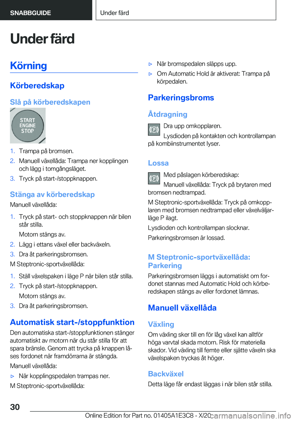 BMW M4 2021  InstruktionsbÖcker (in Swedish) �U�n�d�e�r��f�ä�r�d�K�