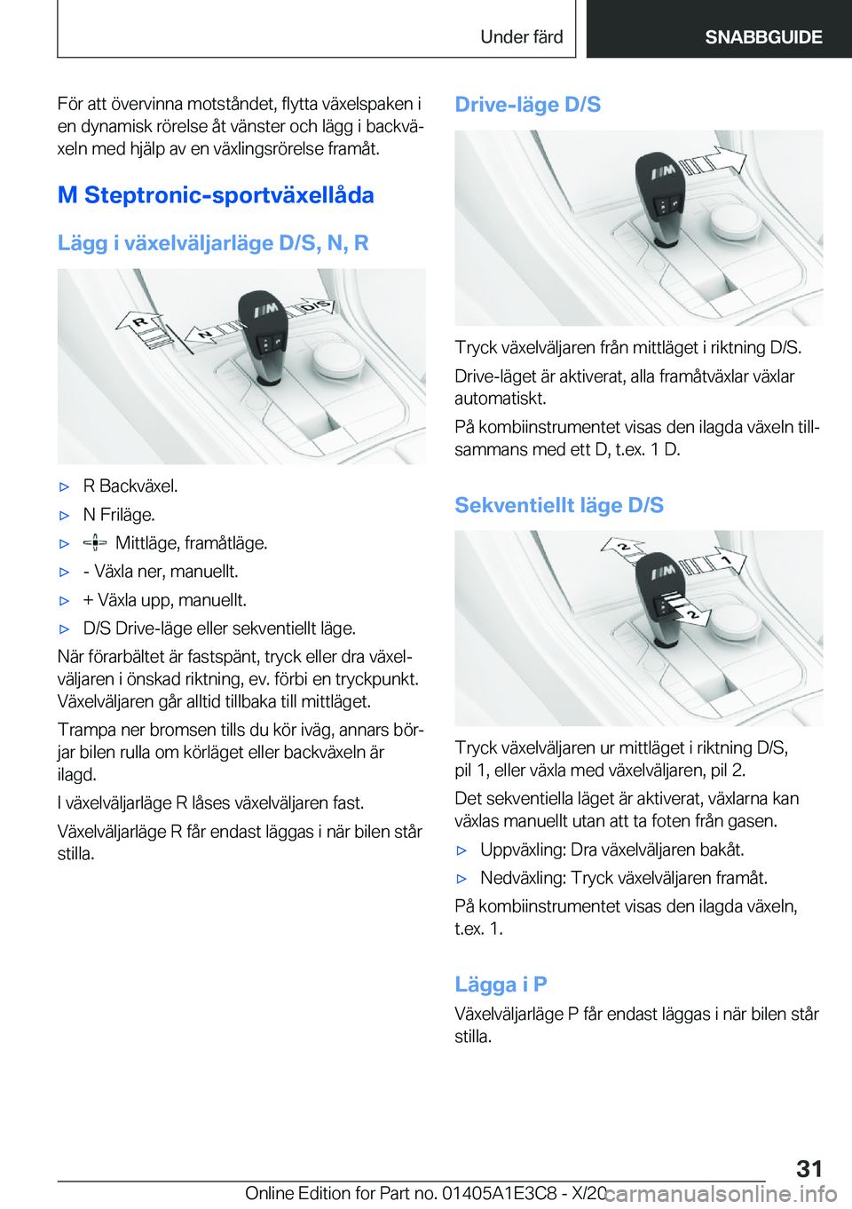 BMW M4 2021  InstruktionsbÖcker (in Swedish) �F�