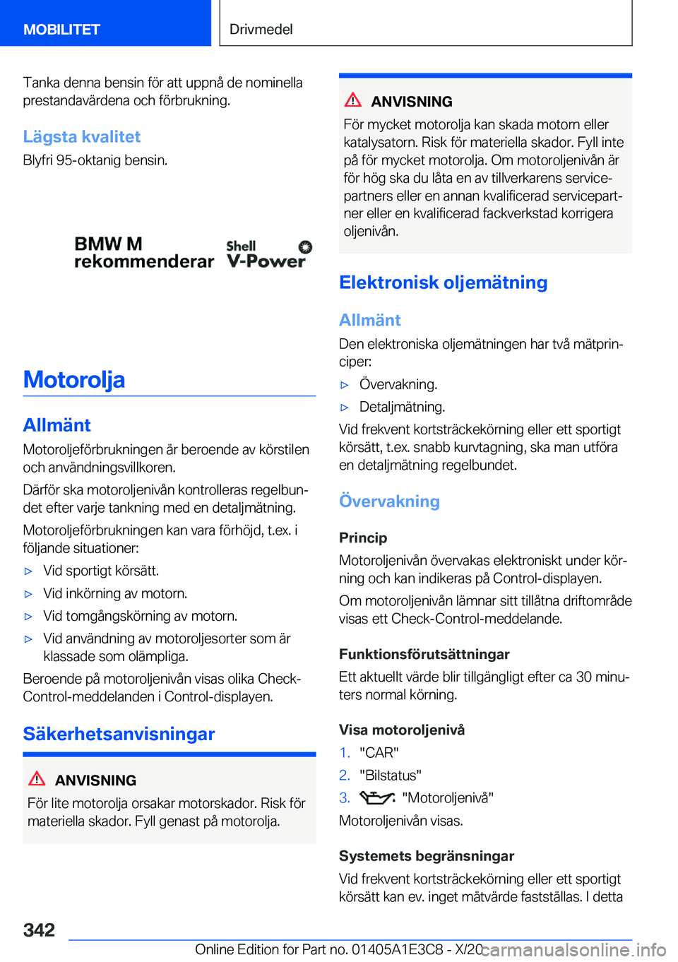 BMW M4 2021  InstruktionsbÖcker (in Swedish) �T�a�n�k�a��d�e�n�n�a��b�e�n�s�i�n��f�