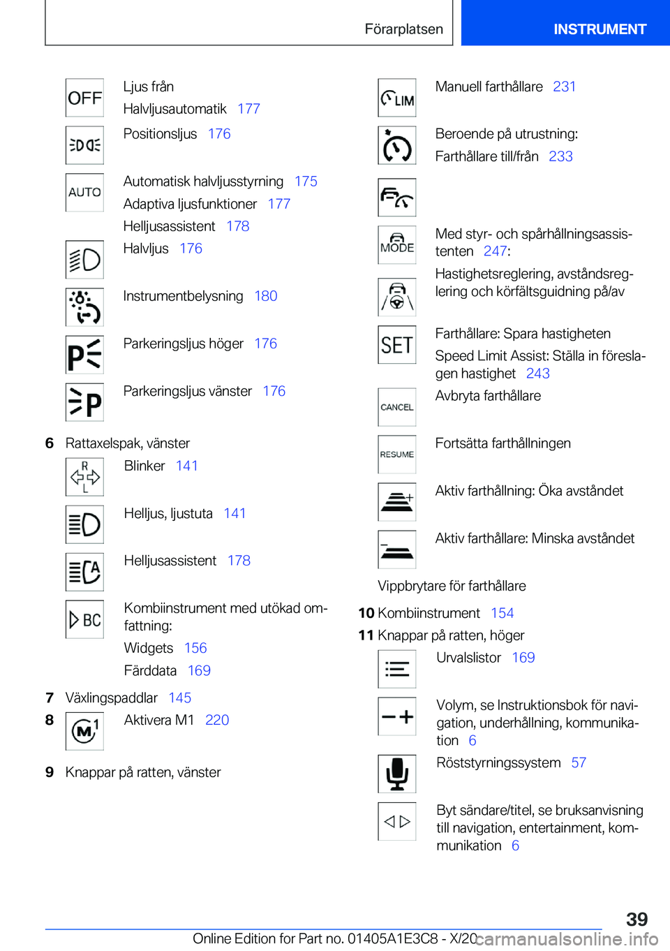 BMW M4 2021  InstruktionsbÖcker (in Swedish) �L�j�u�s��f�r�å�n
�H�a�l�v�l�j�u�s�a�u�t�o�m�a�t�i�k\_ �1�7�7�P�o�s�i�t�i�o�n�s�l�j�u�s\_�1�7�6�A�u�t�o�m�a�t�i�s�k��h�a�l�v�l�j�u�s�s�t�y�r�n�i�n�g\_ �1�7�5
�A�d�a�p�t�i�v�a��l�j�u�s�f�u�n�