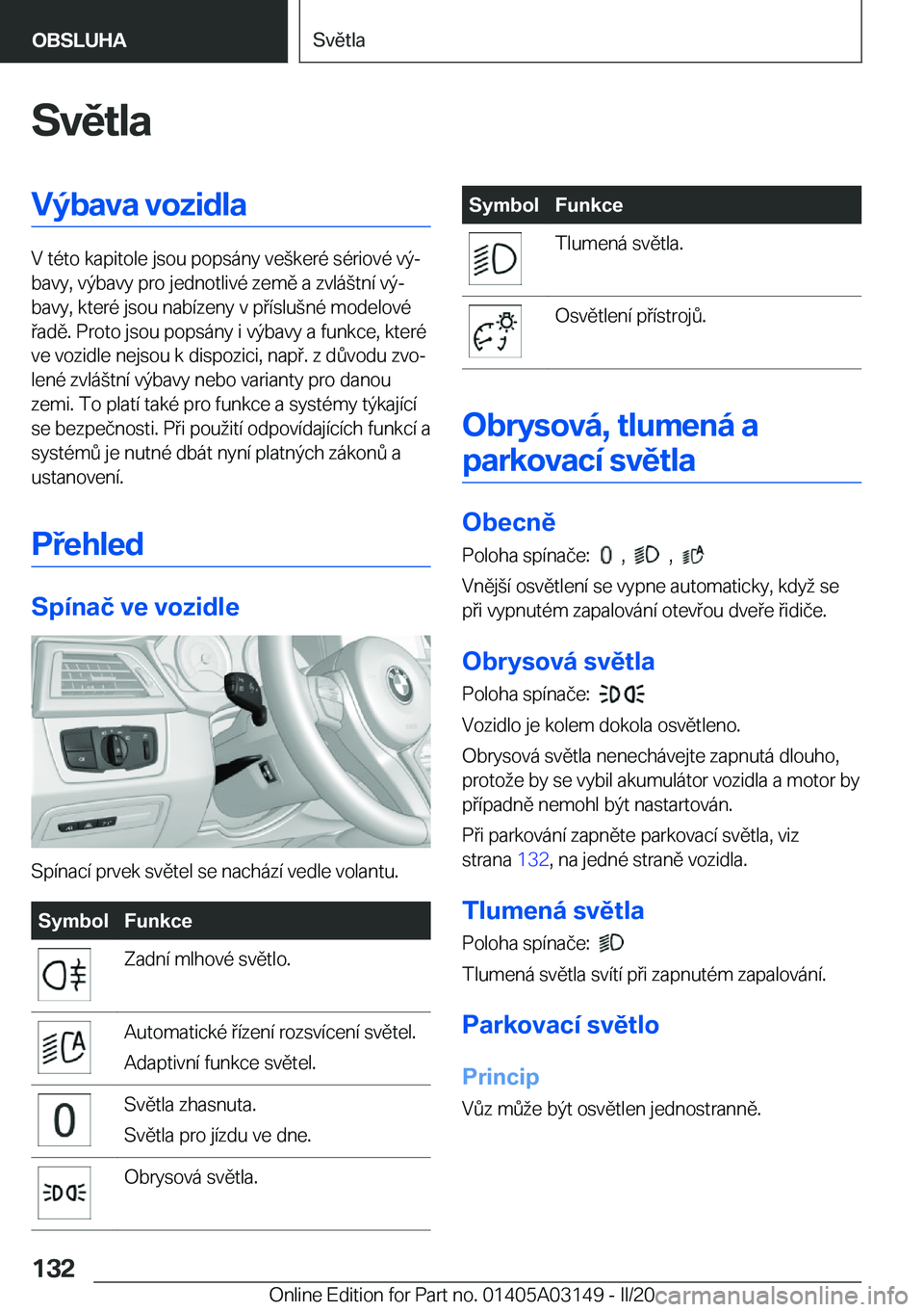 BMW M4 2020  Návod na použití (in Czech) �S�v�ě�t�l�a�V�