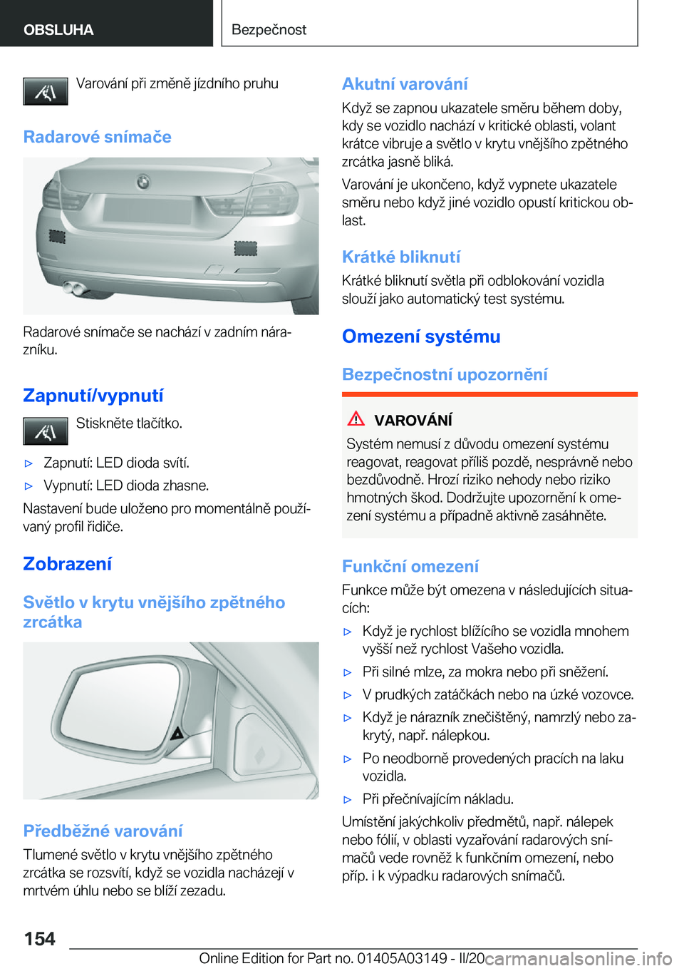 BMW M4 2020  Návod na použití (in Czech) �V�a�r�o�v�