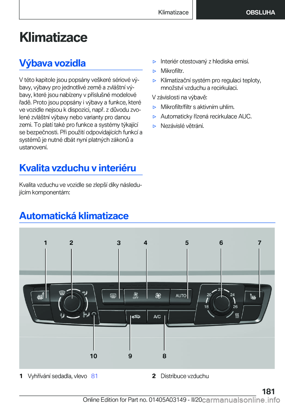 BMW M4 2020  Návod na použití (in Czech) �K�l�i�m�a�t�i�z�a�c�e�V�