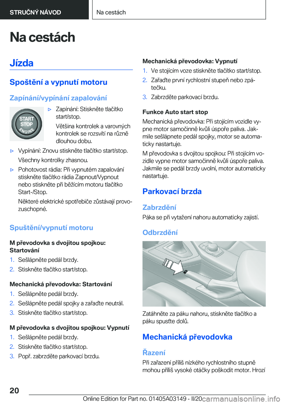 BMW M4 2020  Návod na použití (in Czech) �N�a��c�e�s�t�