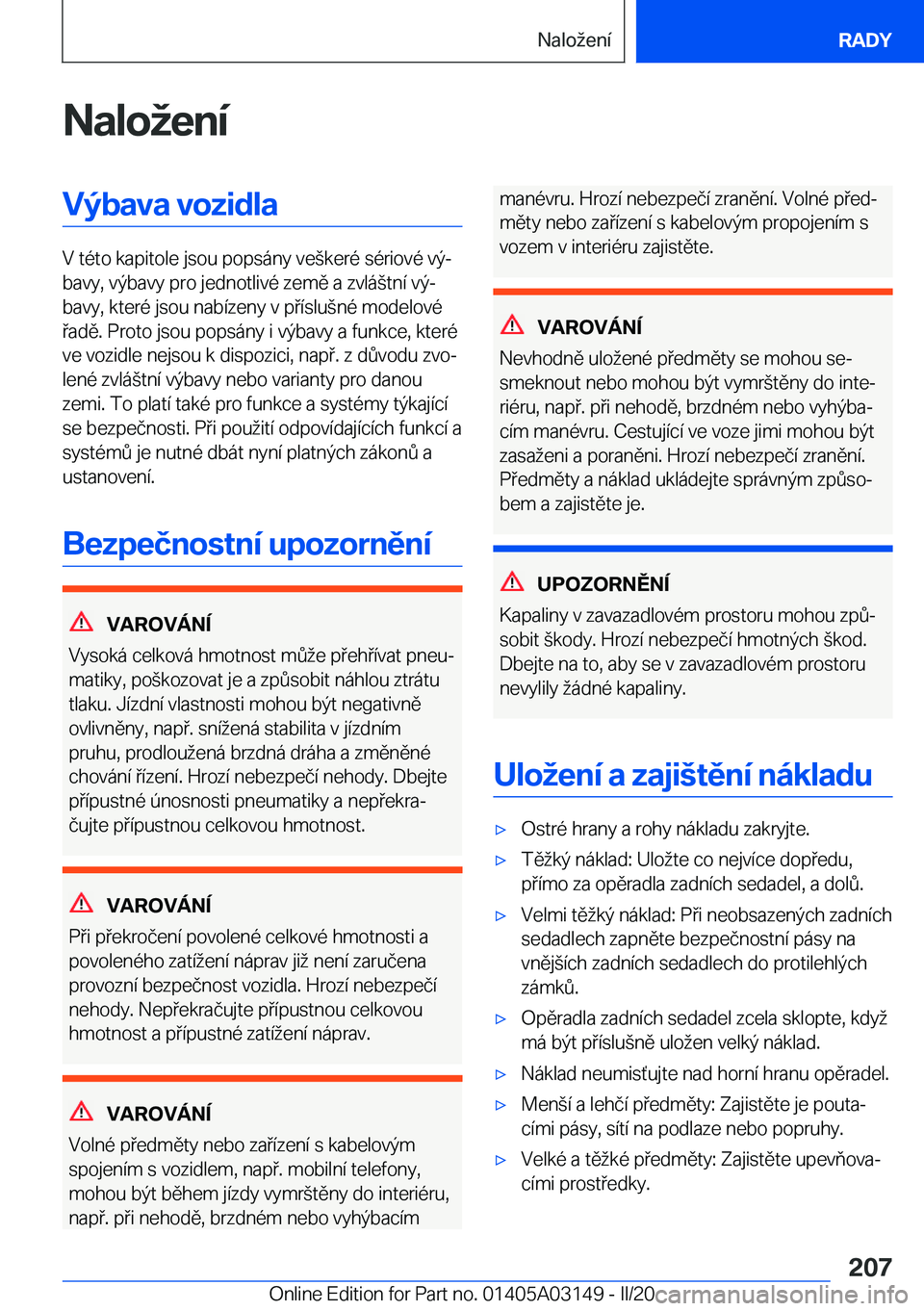 BMW M4 2020  Návod na použití (in Czech) �N�a�l�o�e�n�