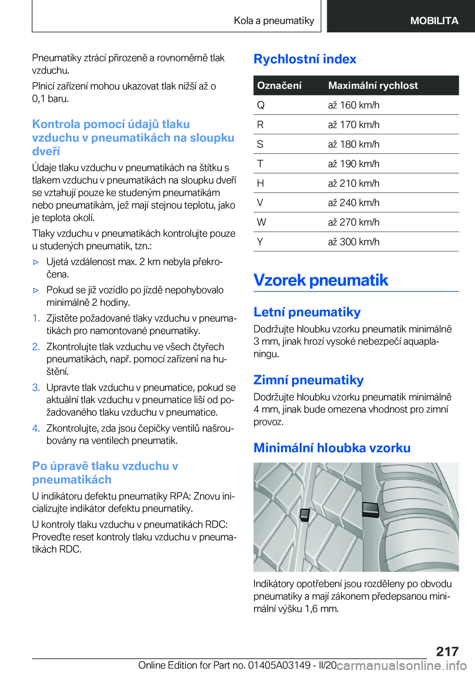 BMW M4 2020  Návod na použití (in Czech) �P�n�e�u�m�a�t�i�k�y��z�t�r�