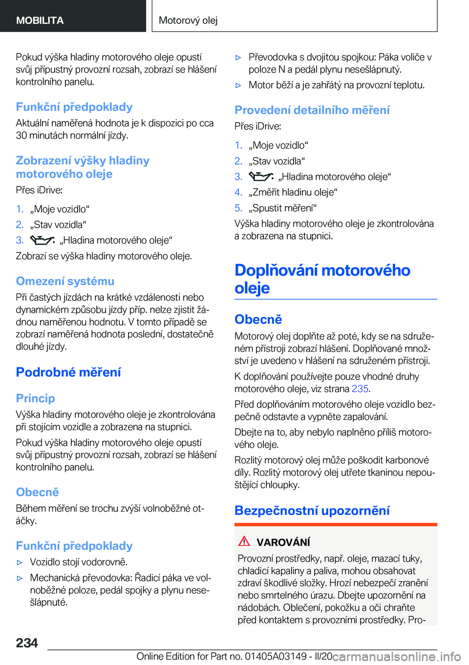 BMW M4 2020  Návod na použití (in Czech) �P�o�k�u�d��v�