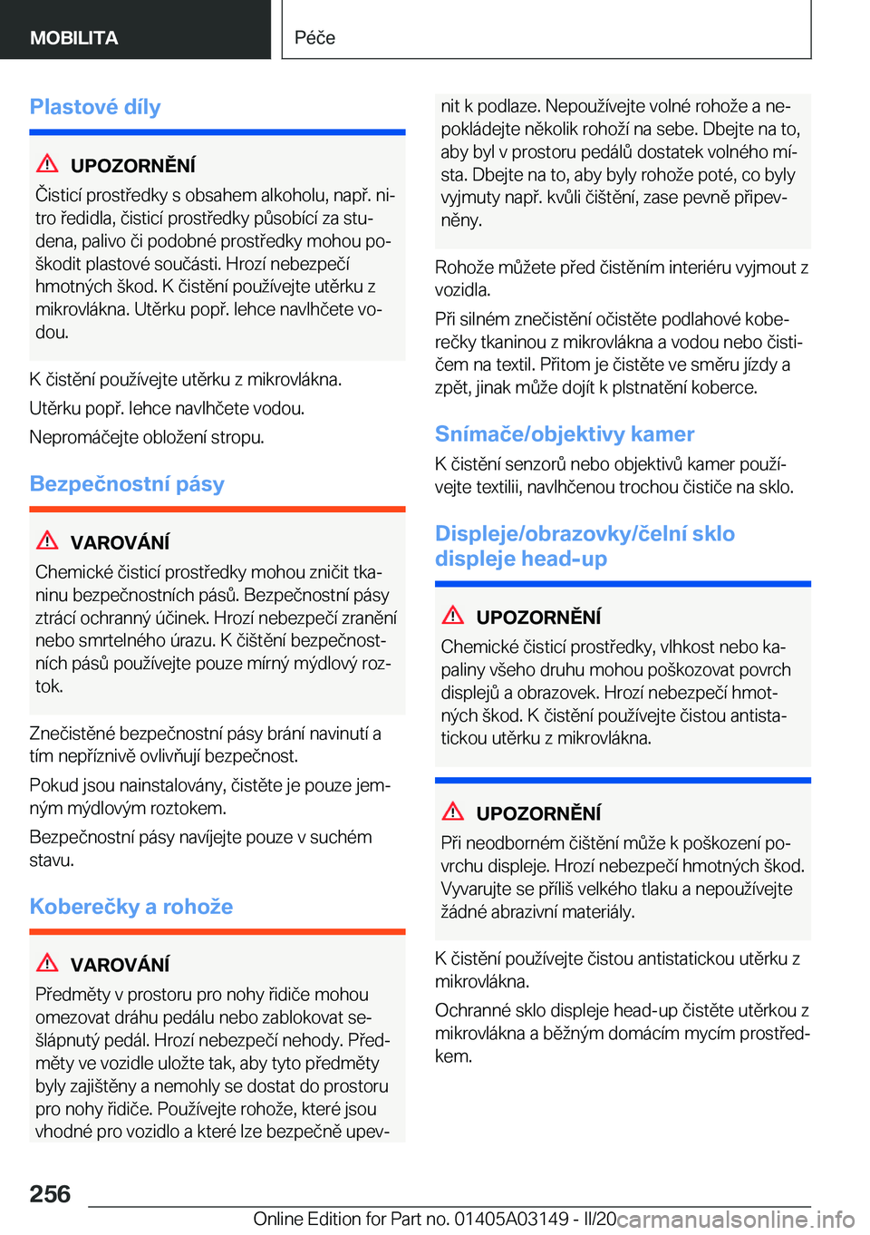 BMW M4 2020  Návod na použití (in Czech) �P�l�a�s�t�o�v�