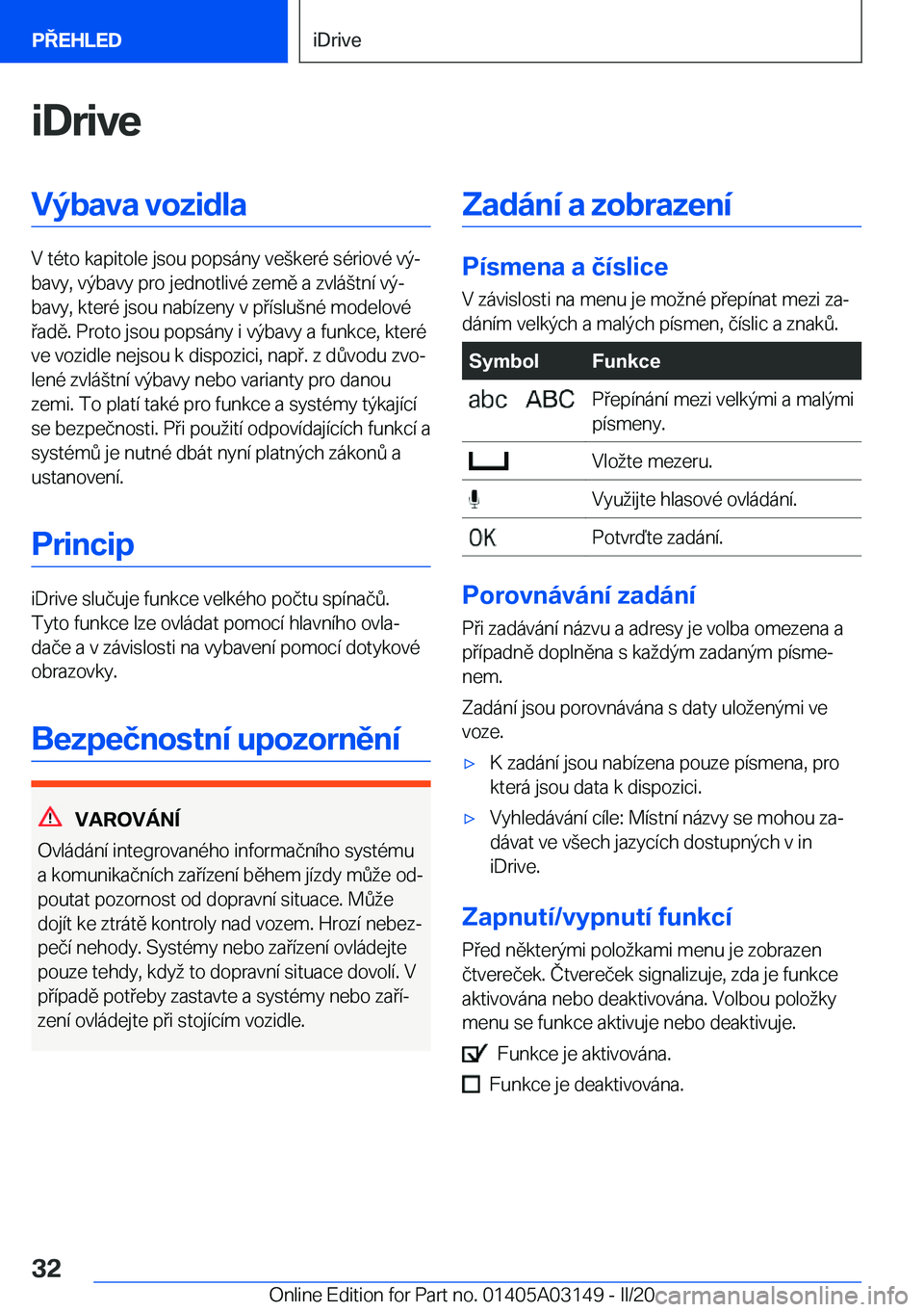 BMW M4 2020  Návod na použití (in Czech) �i�D�r�i�v�e�V�