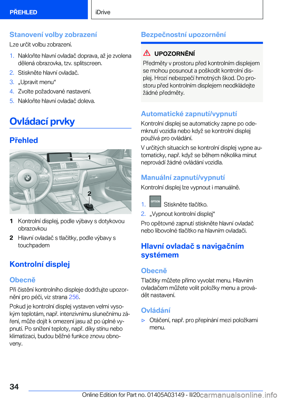 BMW M4 2020  Návod na použití (in Czech) �S�t�a�n�o�v�e�n�
