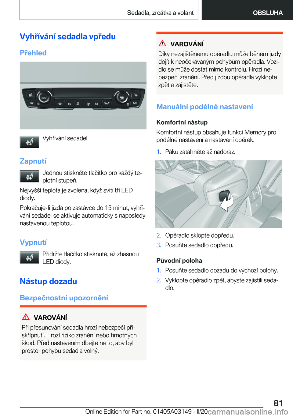 BMW M4 2020  Návod na použití (in Czech) �V�y�h�