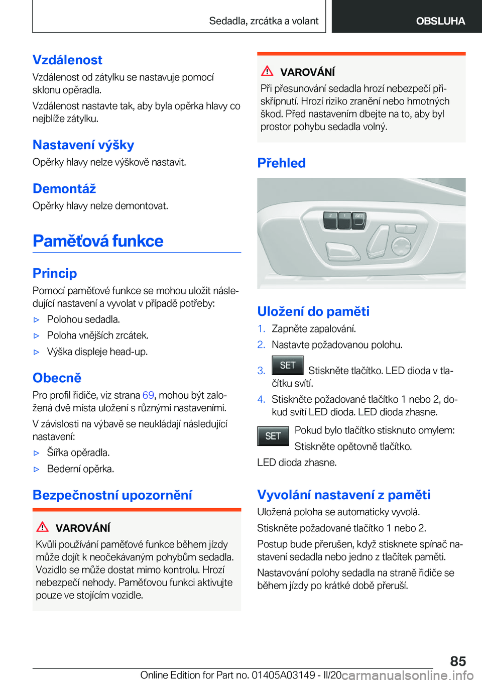 BMW M4 2020  Návod na použití (in Czech) �V�z�d�