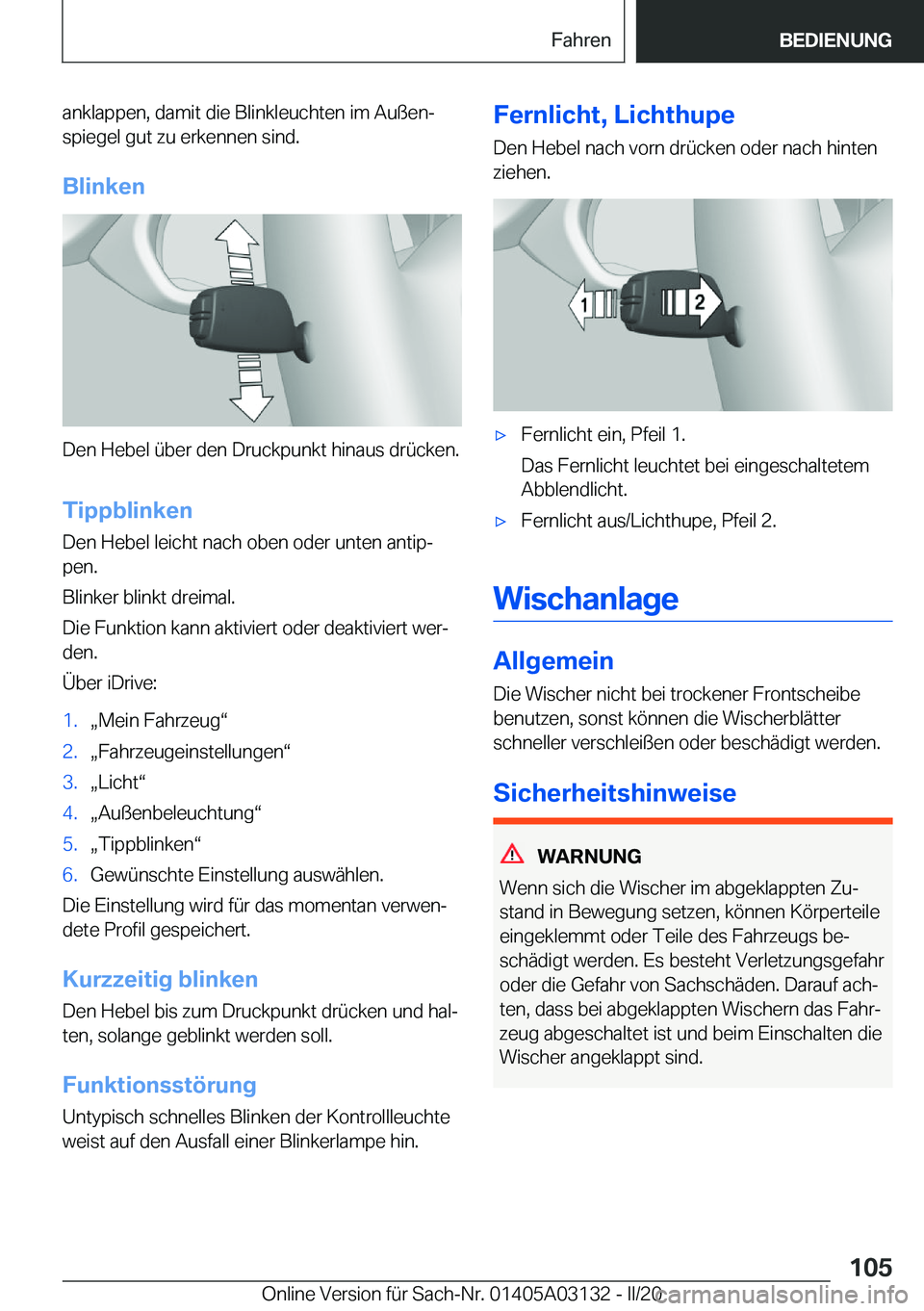 BMW M4 2020  Betriebsanleitungen (in German) �a�n�k�l�a�p�p�e�n�,��d�a�m�i�t��d�i�e��B�l�i�n�k�l�e�u�c�h�t�e�n��i�m��A�u�